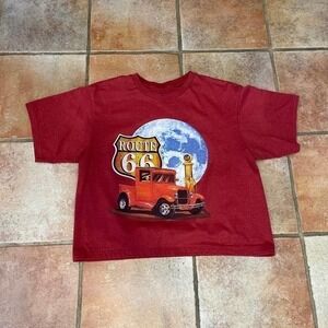 Vintage Route 66 T-shirt with a vintage truck and route 66 sign on the front